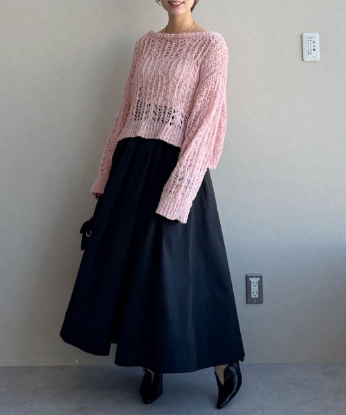 mysty woman（ミスティウーマン）の「ループヤーン透かしニット 643369（ニット/セーター・レディース・ピンク/ネイビー/グレー/アイボリー・FREE）」の22枚目の写真