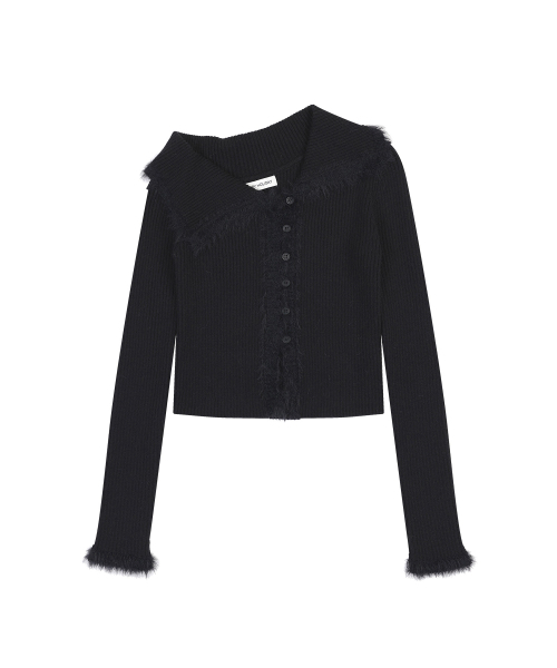 ORDINARY HOLIDAY（オーディナリー ホリデー）の「TRIMMING OFF-SHOULDER CARDIGAN [BLACK]（カーディガン/ボレロ・レディース・ブラック・FREE）」の2枚目の写真