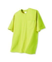 ベーシッククルーネックポケット半袖Tシャツイエローグリーン