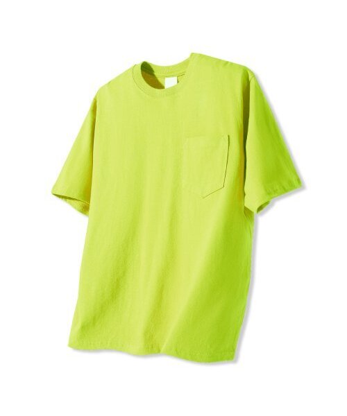 LIKE THE MOST(ライクザモースト)の「ベーシッククルーネックポケット半袖Tシャツイエローグリーン(Tシャツ/カットソー・レディース・その他・L/XL/M)」の1枚目の写真