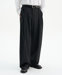 TRIP LE SENS | カスタムピンタックカーブドワイドスラックス_ストライプブラック(スラックス)