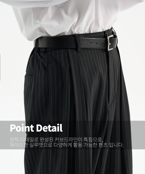 TRIP LE SENS（トリップ ル センス）の「カスタムピンタックカーブドワイドスラックス_ストライプブラック（スラックス・メンズ・その他・32inch/34inch/30inch）」の3枚目の写真