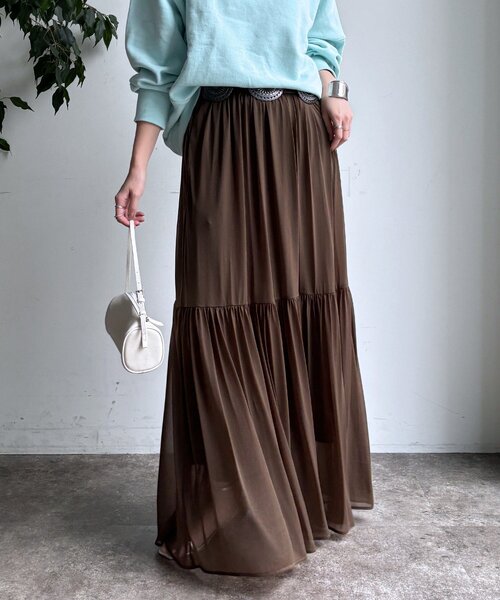 DouDou（ドゥドゥ）の「エアリーギャザースカート（スカート・レディース・ブラック/カーキ/ホワイト・FREE/TM）」の3枚目の写真