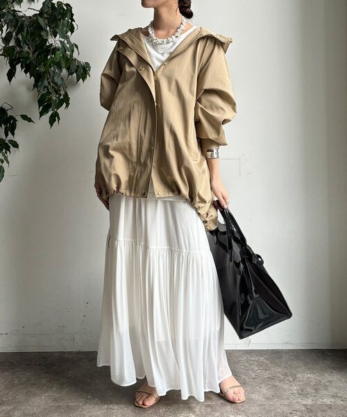 DouDou（ドゥドゥ）の「エアリーギャザースカート（スカート・レディース・ブラック/カーキ/ホワイト・FREE/TM）」の16枚目の写真