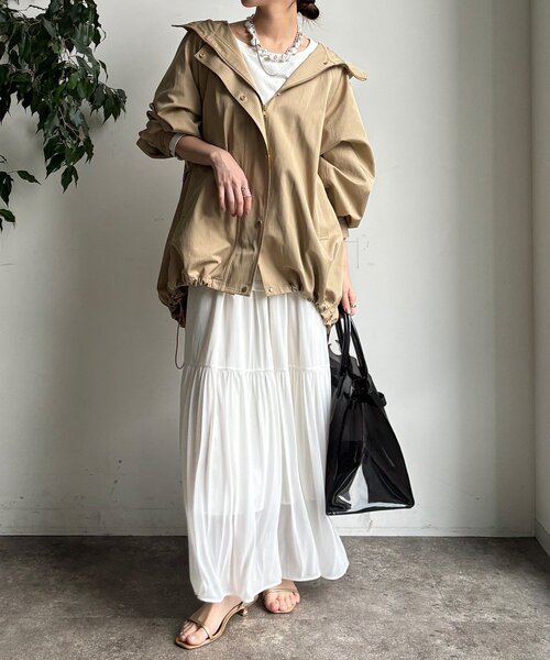 DouDou（ドゥドゥ）の「エアリーギャザースカート（スカート・レディース・ブラック/カーキ/ホワイト・FREE/TM）」の18枚目の写真