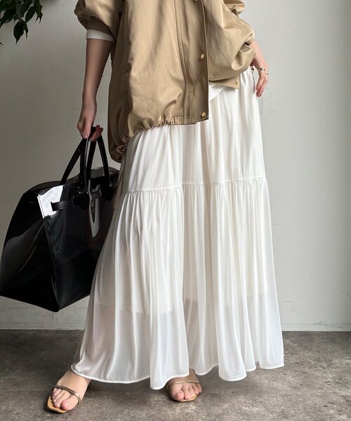 DouDou（ドゥドゥ）の「エアリーギャザースカート（スカート・レディース・ブラック/カーキ/ホワイト・FREE/TM）」の21枚目の写真