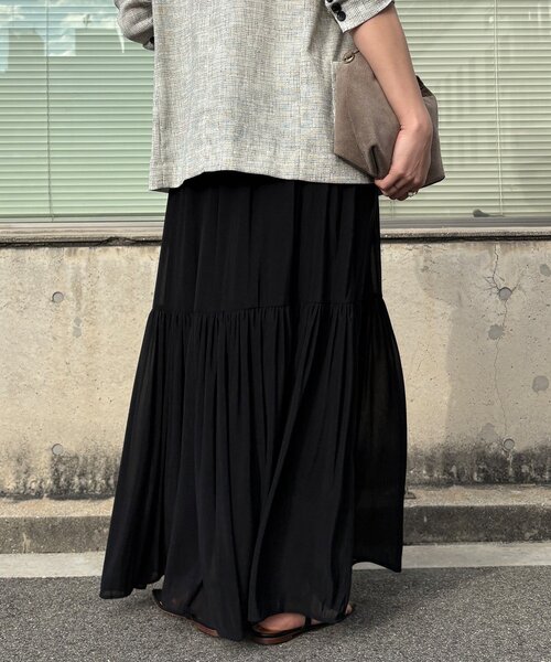 DouDou（ドゥドゥ）の「エアリーギャザースカート（スカート・レディース・ブラック/カーキ/ホワイト・FREE/TM）」の4枚目の写真