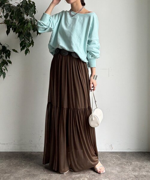 DouDou（ドゥドゥ）の「エアリーギャザースカート（スカート・レディース・ブラック/カーキ/ホワイト・FREE/TM）」の6枚目の写真