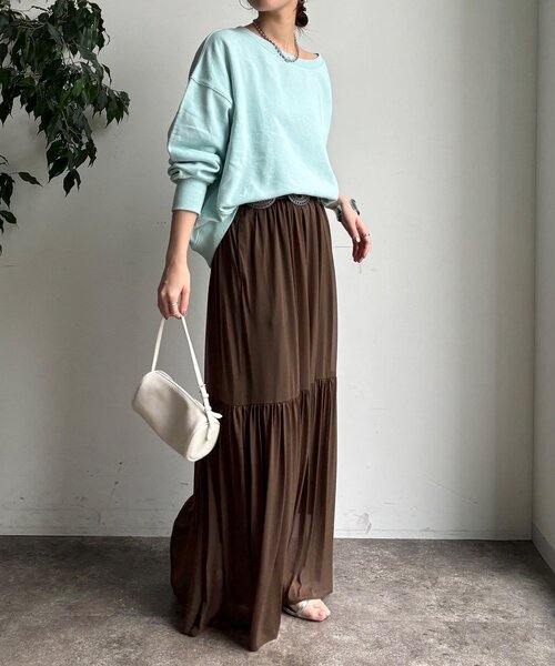 DouDou（ドゥドゥ）の「エアリーギャザースカート（スカート・レディース・ブラック/カーキ/ホワイト・FREE/TM）」の7枚目の写真