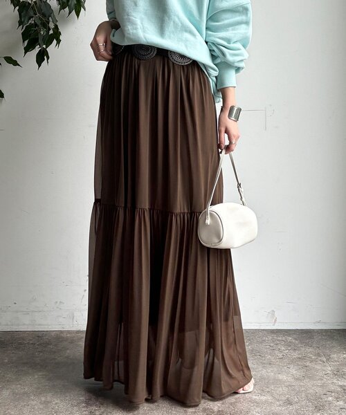 DouDou（ドゥドゥ）の「エアリーギャザースカート（スカート・レディース・ブラック/カーキ/ホワイト・FREE/TM）」の10枚目の写真