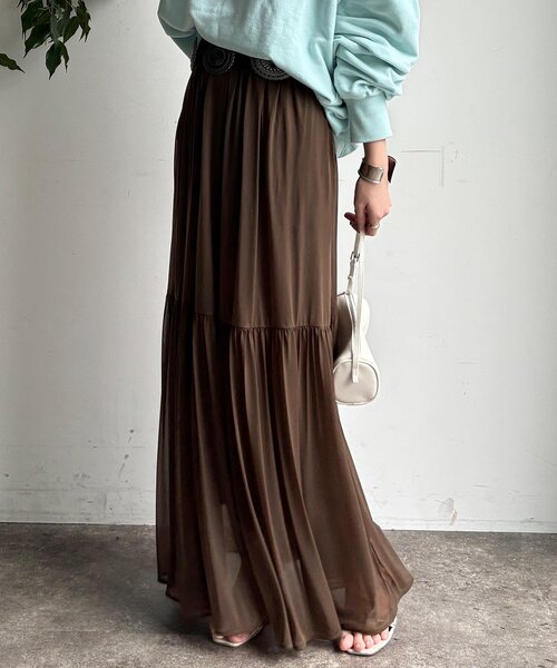 DouDou（ドゥドゥ）の「エアリーギャザースカート（スカート・レディース・ブラック/カーキ/ホワイト・FREE/TM）」の11枚目の写真