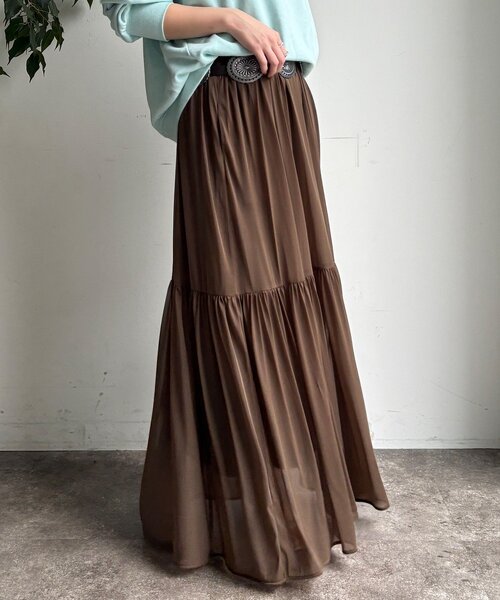 DouDou（ドゥドゥ）の「エアリーギャザースカート（スカート・レディース・ブラック/カーキ/ホワイト・FREE/TM）」の12枚目の写真