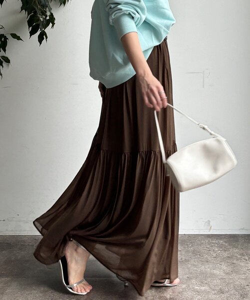 DouDou（ドゥドゥ）の「エアリーギャザースカート（スカート・レディース・ブラック/カーキ/ホワイト・FREE/TM）」の13枚目の写真