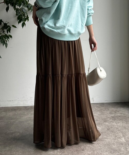 DouDou（ドゥドゥ）の「エアリーギャザースカート（スカート・レディース・ブラック/カーキ/ホワイト・FREE/TM）」の14枚目の写真