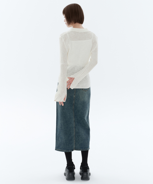 MUSINSA STANDARD WOMAN（ムシンサスタンダードウーマン）の「ウィメンズフロントスリットデニムロングスカート[ラスティブルー]（スカート・レディース・その他・SMALL/MEDIUM/LARGE/X-SMALL）」の3枚目の写真