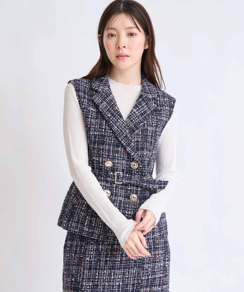NOELA(ノエラ)の「ベルト付きツイードジレ(ベスト・レディース・ブラック/ネイビー/ベージュ・フリー)」の12枚目の写真