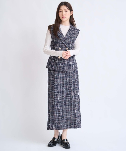 NOELA(ノエラ)の「ベルト付きツイードジレ(ベスト・レディース・ブラック/ネイビー/ベージュ・フリー)」の17枚目の写真