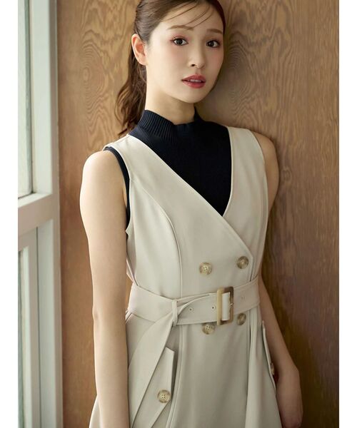 MERCURYDUO（マーキュリーデュオ）の「【セットアップ着用可】トレンチライクジャンスカ（ワンピース・レディース・ベージュ/アイボリー・FREE）」の6枚目の写真