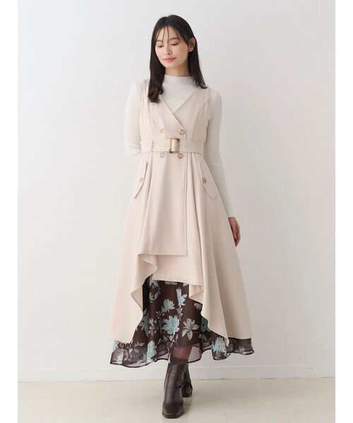 MERCURYDUO（マーキュリーデュオ）の「【セットアップ着用可】トレンチライクジャンスカ（ワンピース・レディース・ベージュ/アイボリー・FREE）」の8枚目の写真