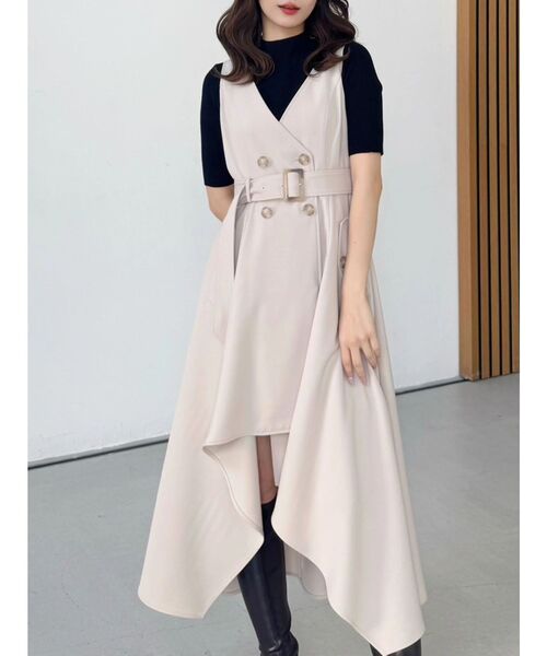 MERCURYDUO（マーキュリーデュオ）の「【セットアップ着用可】トレンチライクジャンスカ（ワンピース・レディース・ベージュ/アイボリー・FREE）」の14枚目の写真