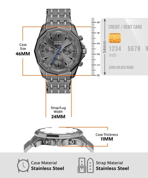 DIESEL(ディーゼル)の「ディーゼル 腕時計 メンズ アナログ ステンレス DZ4708(アナログ腕時計・メンズ・チャコールグレー・FREE)」の5枚目の写真