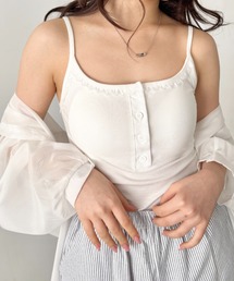 パール ボタン付き」に該当するキャミソール（ホワイト/白色系
