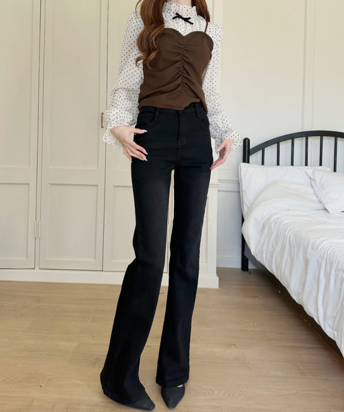 Ada.(エイダ)の「フレア ストレッチ デニムパンツ(デニムパンツ・レディース・ブラック/ブルー・S/M)」の9枚目の写真