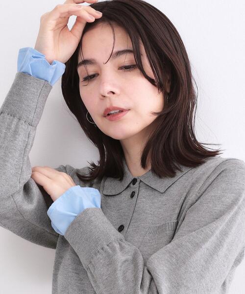 OPAQUE.CLIP(オペークドットクリップ)の「ポロ襟ニットドッキングフレアワンピース【洗濯機OK】(ワンピース・レディース・ネイビー系4/グレー系4・36/40/38)」の3枚目の写真