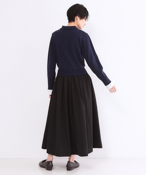 OPAQUE.CLIP(オペークドットクリップ)の「ポロ襟ニットドッキングフレアワンピース【洗濯機OK】(ワンピース・レディース・ネイビー系4/グレー系4・36/40/38)」の13枚目の写真