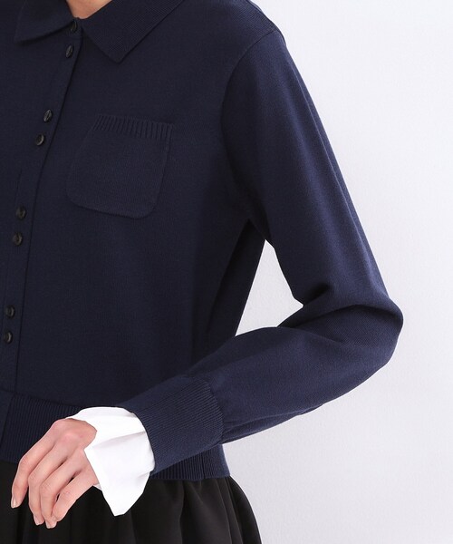 OPAQUE.CLIP(オペークドットクリップ)の「ポロ襟ニットドッキングフレアワンピース【洗濯機OK】(ワンピース・レディース・ネイビー系4/グレー系4・36/40/38)」の16枚目の写真
