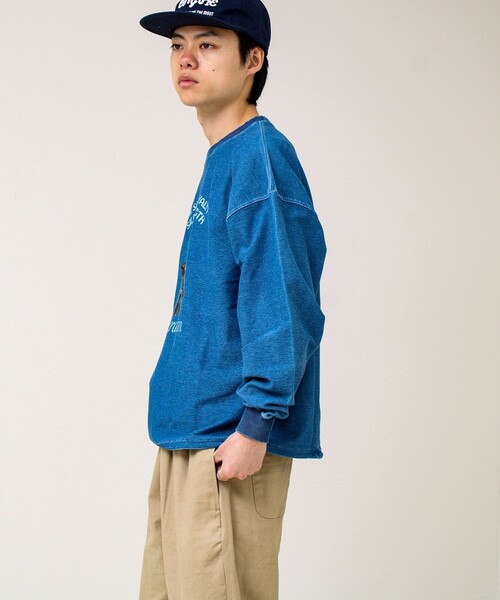 立体アップリケ】カットデニム風 ニットアップリケスウェット