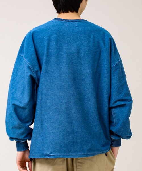 立体アップリケ】カットデニム風 ニットアップリケスウェット