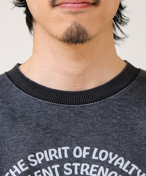 立体アップリケ】カットデニム風 ニットアップリケスウェット