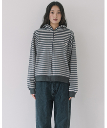 WP STRIPE THIN ZIP UP HOOD(CHARCOAL)