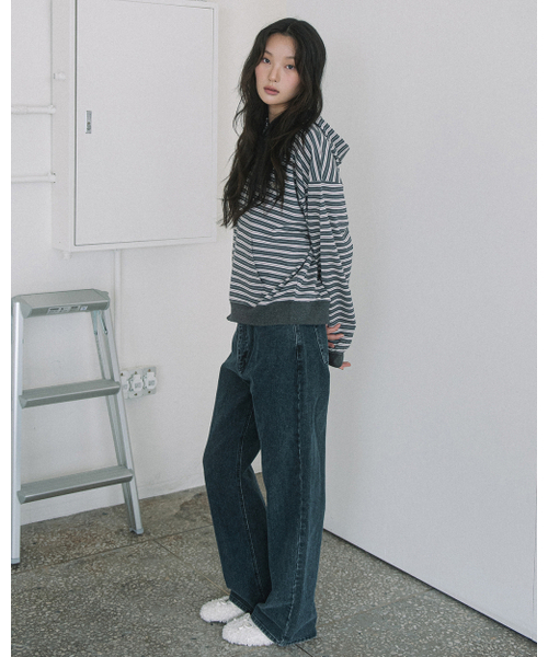 HAVISM(ヘビズム)の「WP STRIPE THIN ZIP UP HOOD(CHARCOAL)(パーカー・レディース・その他・ONE SIZE)」の2枚目の写真