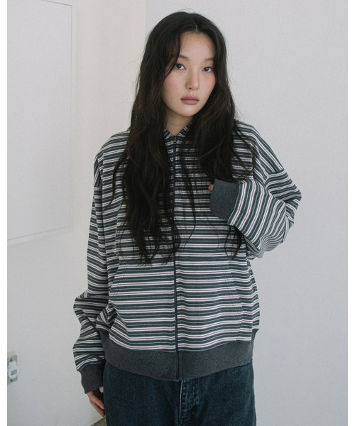 HAVISM(ヘビズム)の「WP STRIPE THIN ZIP UP HOOD(CHARCOAL)(パーカー・レディース・その他・ONE SIZE)」の4枚目の写真