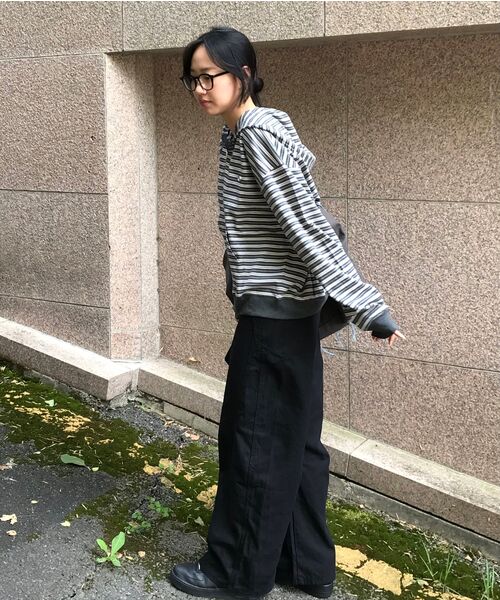 HAVISM(ヘビズム)の「WP STRIPE THIN ZIP UP HOOD(CHARCOAL)(パーカー・レディース・その他・ONE SIZE)」の5枚目の写真