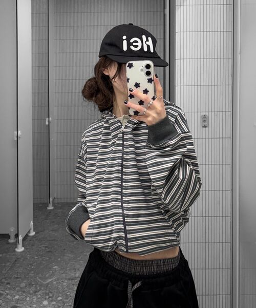 HAVISM(ヘビズム)の「WP STRIPE THIN ZIP UP HOOD(CHARCOAL)(パーカー・レディース・その他・ONE SIZE)」の9枚目の写真