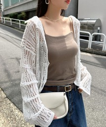 透かし編みニットカーディガン