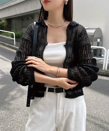 透かし編みニットカーディガン