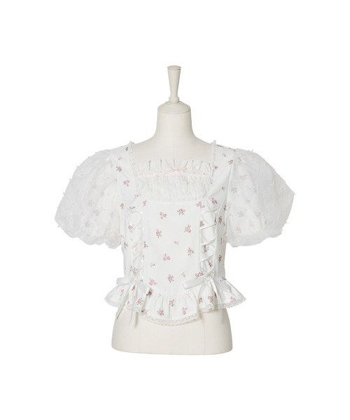 mellfy memory（メルフィーメモリー）の「Love to doll baby rose blouse（シャツ/ブラウス・レディース・ピンク/ホワイト・FREE）」の2枚目の写真