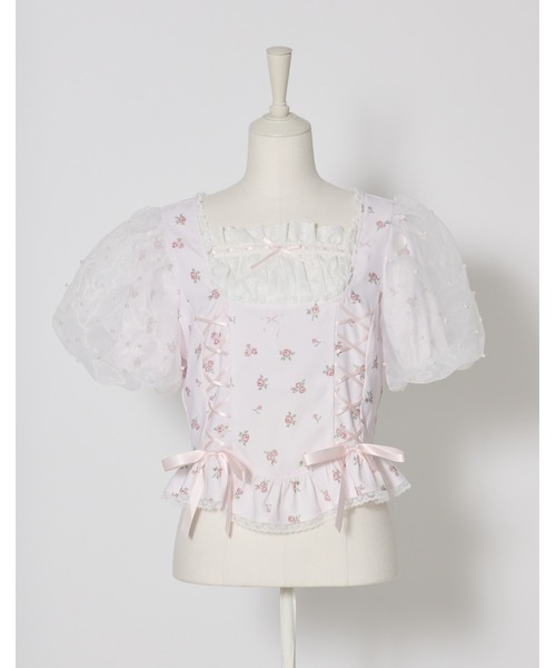 mellfy memory（メルフィーメモリー）の「Love to doll baby rose blouse（シャツ/ブラウス・レディース・ピンク/ホワイト・FREE）」の5枚目の写真