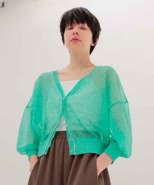DRESSLAVE(ドレスレイブ)の「ALLONGE 2way pull cardigan(アロンジェ 2ウェイプルオーバーカーディガン)(カーディガン/ボレロ・レディース・グリーン/ベージュ/ネイビー・38)」の1枚目の写真