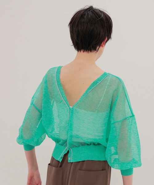 DRESSLAVE(ドレスレイブ)の「ALLONGE 2way pull cardigan(アロンジェ 2ウェイプルオーバーカーディガン)(カーディガン/ボレロ・レディース・グリーン/ベージュ/ネイビー・38)」の14枚目の写真