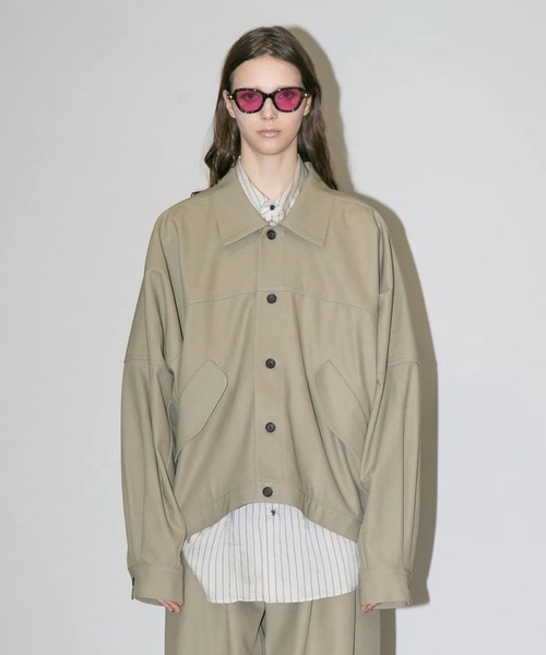 my beautiful landlet(マイビューティフルランドレット)の「【my beautiful landlet】 HIGH-TWIST TWILL WIDE JACKET(ブルゾン・メンズ・ベージュ/ネイビー/ブラック・1/0)」の1枚目の写真