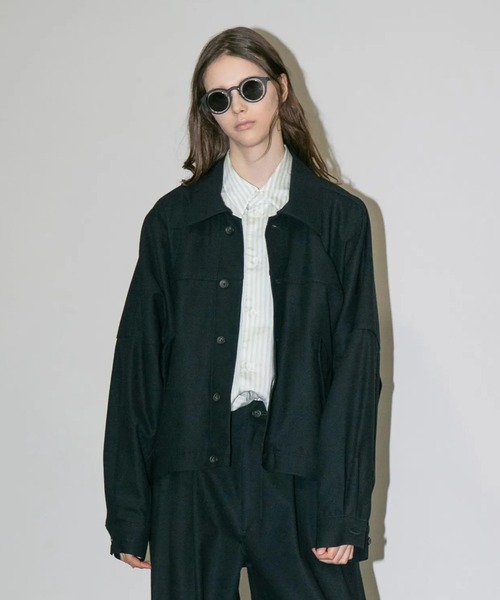 my beautiful landlet(マイビューティフルランドレット)の「【my beautiful landlet】 HIGH-TWIST TWILL WIDE JACKET(ブルゾン・メンズ・ベージュ/ネイビー/ブラック・1/0)」の3枚目の写真