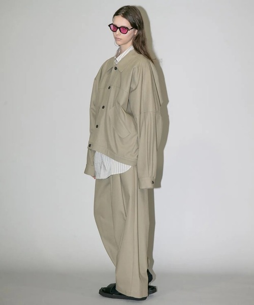 my beautiful landlet(マイビューティフルランドレット)の「【my beautiful landlet】 HIGH-TWIST TWILL WIDE JACKET(ブルゾン・メンズ・ベージュ/ネイビー/ブラック・1/0)」の7枚目の写真