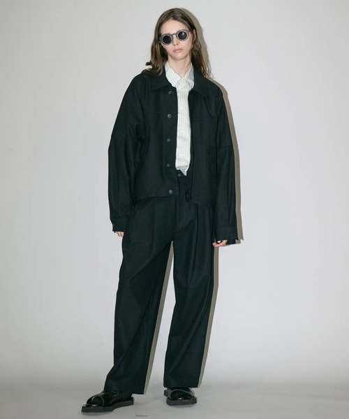 my beautiful landlet(マイビューティフルランドレット)の「【my beautiful landlet】 HIGH-TWIST TWILL WIDE JACKET(ブルゾン・メンズ・ベージュ/ネイビー/ブラック・1/0)」の9枚目の写真