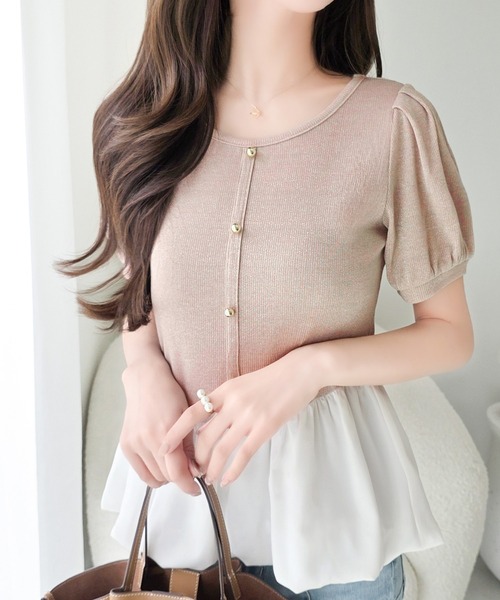Tシャツ/カットソー（ピンク/桃色系・ビジュー）ファッション通販