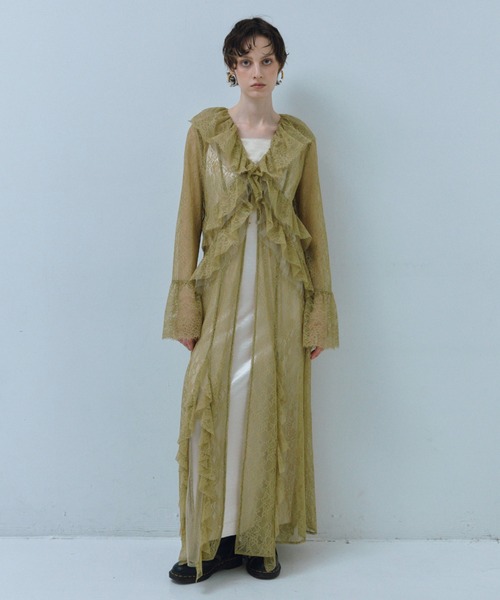ラッフルレースガウンレイヤードドレス / ruffle lace gown layered
